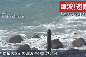 カムチャッカ半島付近を震源とするマグニチュード８．７の地震で静岡県内に最大３メートルの …