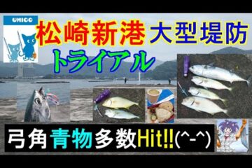 <b>松崎</b>新港、釣りトライアルで夏の青物釣り！。自作の弓角で次々とHit!!。ベテランの動画釣り師様 …