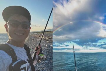 【 つるの剛士 】海釣りで “超ビッグアーチな虹” “師匠” と期待の笑み「良い釣果でありますよーに！」