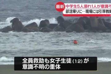 中学生5人溺れ…1人意識不明 部活帰りに…現場には教師も 神奈川・平塚市 – au Webポータル