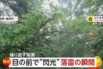 【独自】「外にいたら死んでいたかも」10m先の木に“落雷の瞬間”激写 目の前で閃光…破壊された …