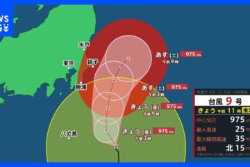 【台風9号】関東沿岸部、千葉・茨城が次第に暴風域に あす2日（土）にかけ暴風・高波・大雨に …